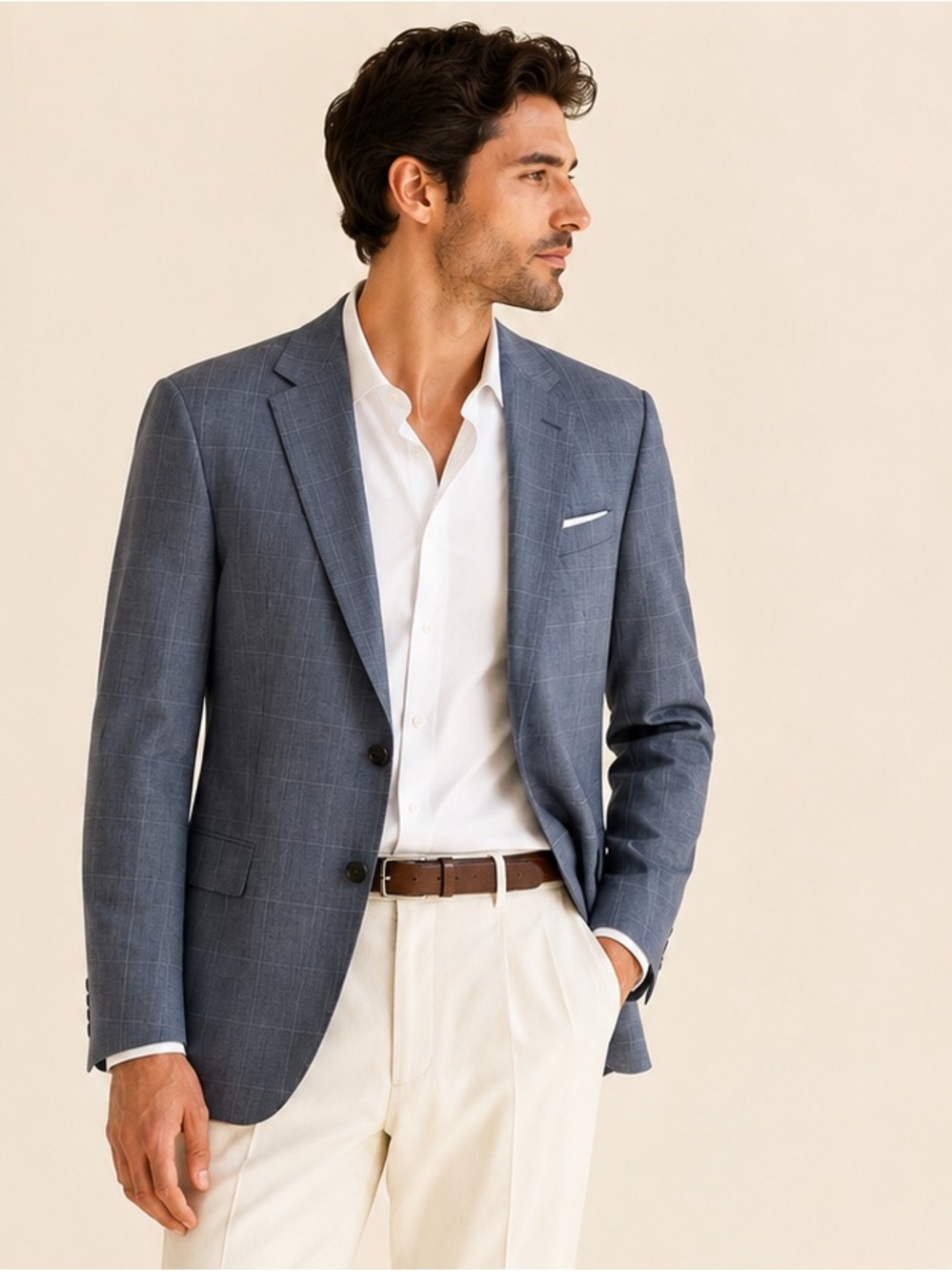 Hugo Boss Super 100 Windowpane Wool Blazer Quiet Luxury Sz 38R